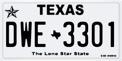 TX license plate DWE3301
