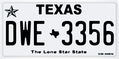 TX license plate DWE3356