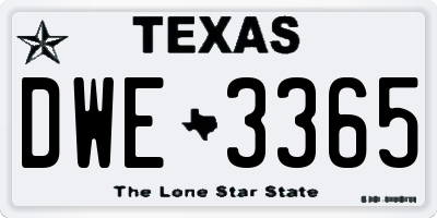 TX license plate DWE3365