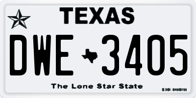 TX license plate DWE3405