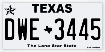 TX license plate DWE3445