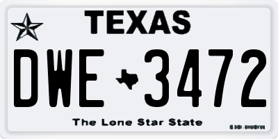 TX license plate DWE3472