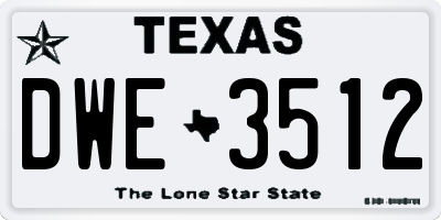 TX license plate DWE3512