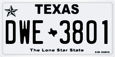TX license plate DWE3801