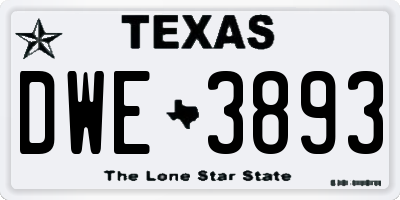 TX license plate DWE3893