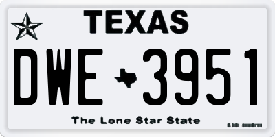 TX license plate DWE3951