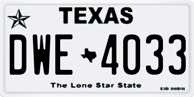 TX license plate DWE4033