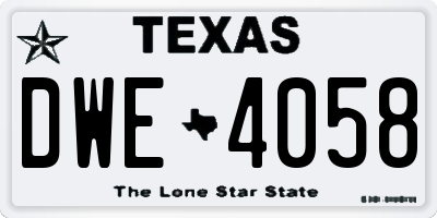 TX license plate DWE4058