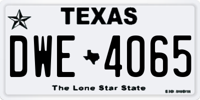 TX license plate DWE4065