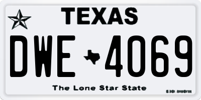 TX license plate DWE4069