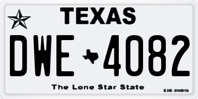 TX license plate DWE4082