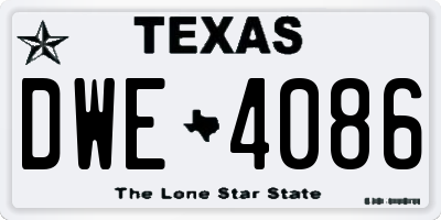 TX license plate DWE4086