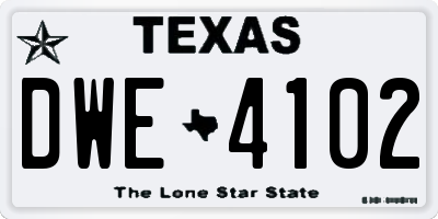 TX license plate DWE4102
