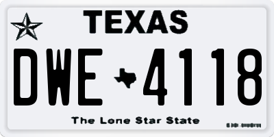 TX license plate DWE4118