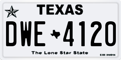 TX license plate DWE4120