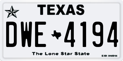 TX license plate DWE4194