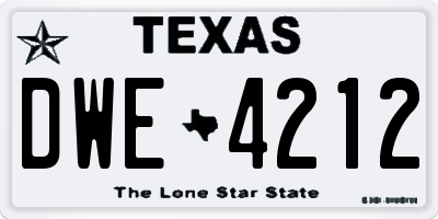TX license plate DWE4212
