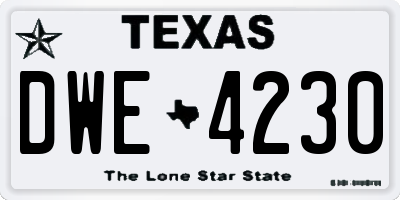 TX license plate DWE4230