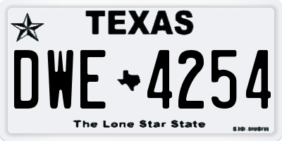 TX license plate DWE4254