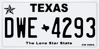 TX license plate DWE4293
