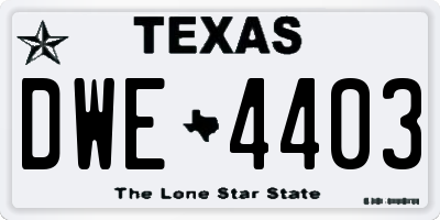 TX license plate DWE4403