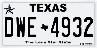 TX license plate DWE4932