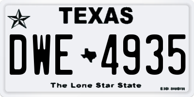 TX license plate DWE4935