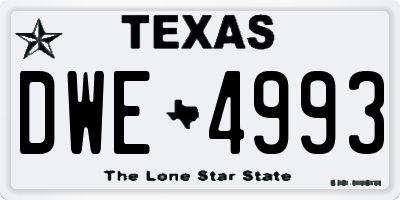TX license plate DWE4993