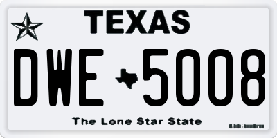 TX license plate DWE5008
