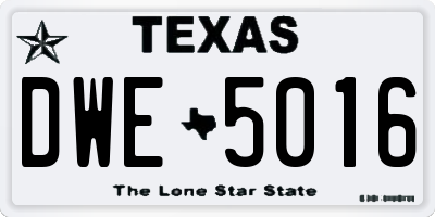 TX license plate DWE5016