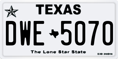TX license plate DWE5070