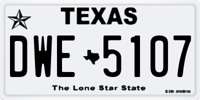 TX license plate DWE5107