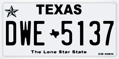 TX license plate DWE5137