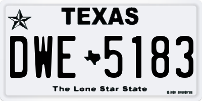 TX license plate DWE5183