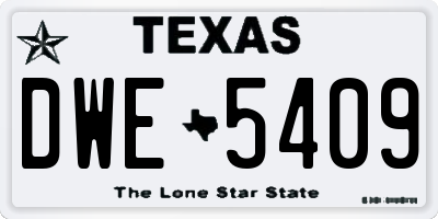 TX license plate DWE5409