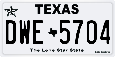 TX license plate DWE5704