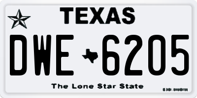 TX license plate DWE6205