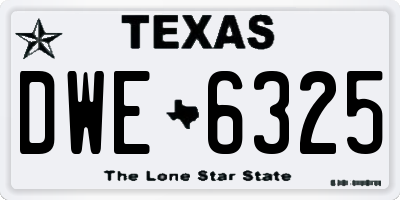 TX license plate DWE6325
