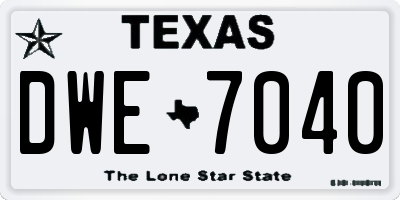 TX license plate DWE7040