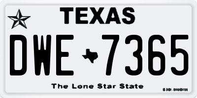 TX license plate DWE7365
