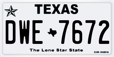 TX license plate DWE7672