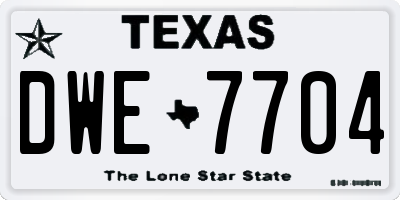 TX license plate DWE7704