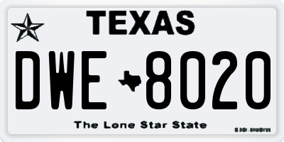 TX license plate DWE8020