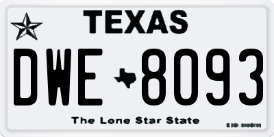 TX license plate DWE8093
