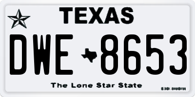 TX license plate DWE8653