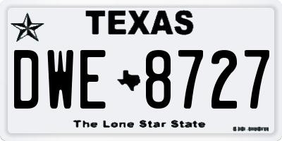 TX license plate DWE8727