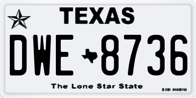 TX license plate DWE8736
