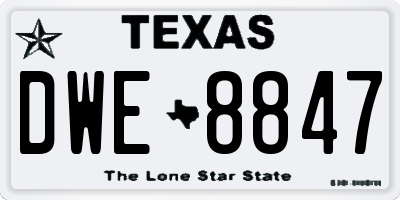 TX license plate DWE8847