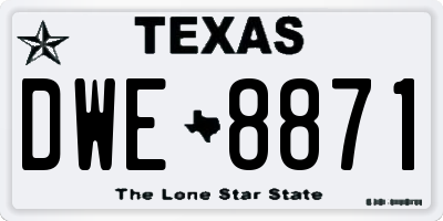 TX license plate DWE8871