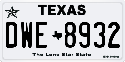 TX license plate DWE8932